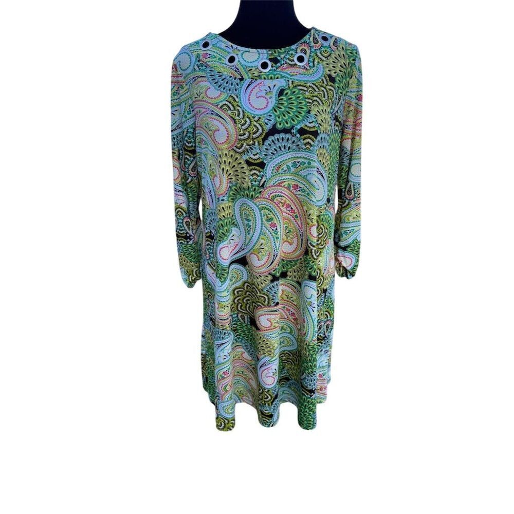 New Directions Paisley Bell Sleeve Dress Small